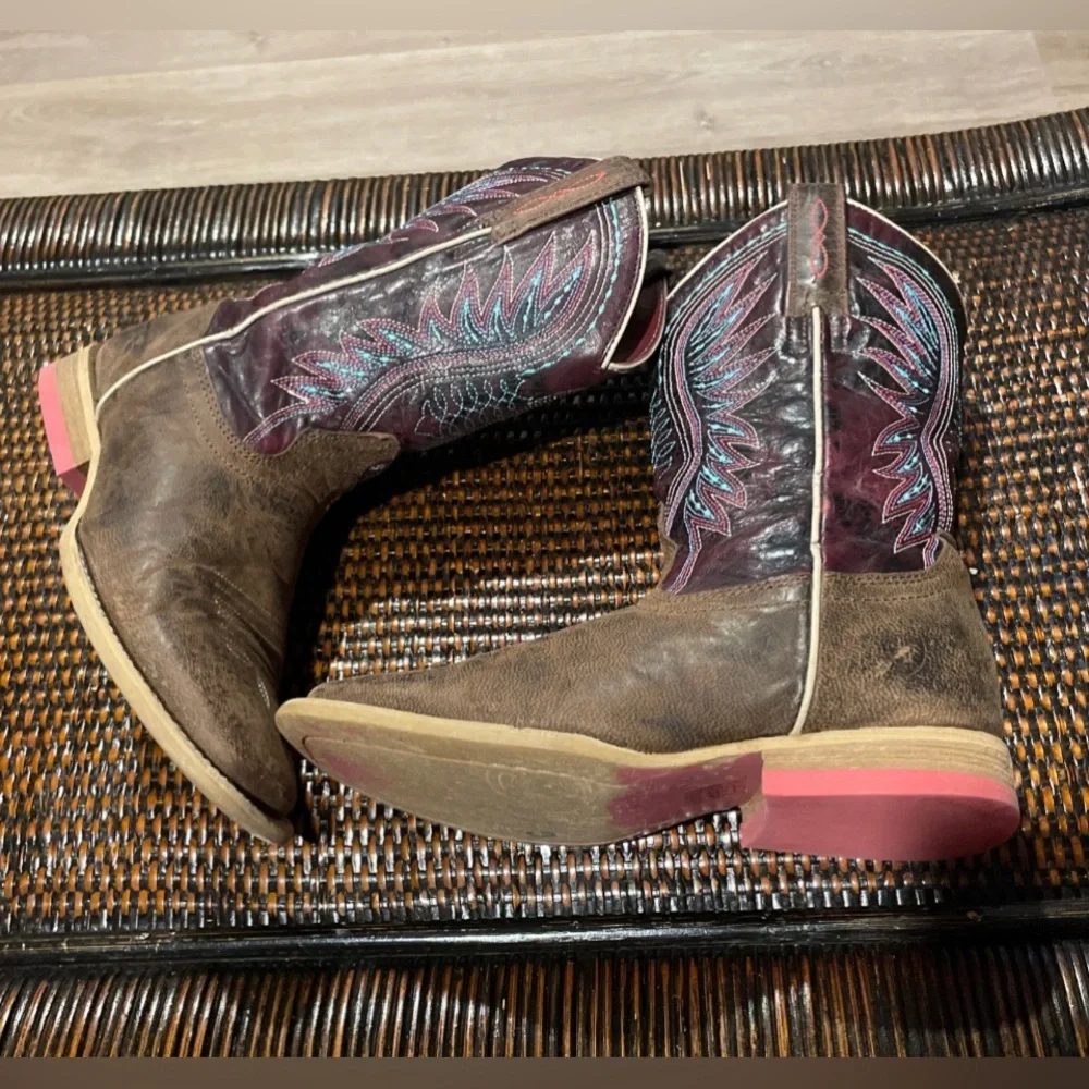 Ariat Kids Vaquera Square Toe Cowgirl Boots Brown Leather Size 1.5 10023071